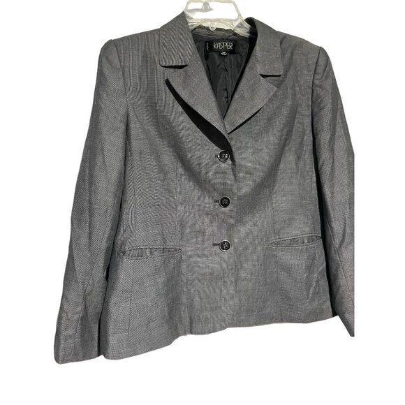 Kasper Women's Blazer Career Business Formal Double Front Pocket Gray Size 14P - Picture 5 of 6